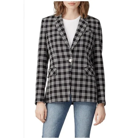 Veronica Beard Lyda Dickey Blazer Plaid Black White Designer Jacket Size 8 - Picture 15 of 16